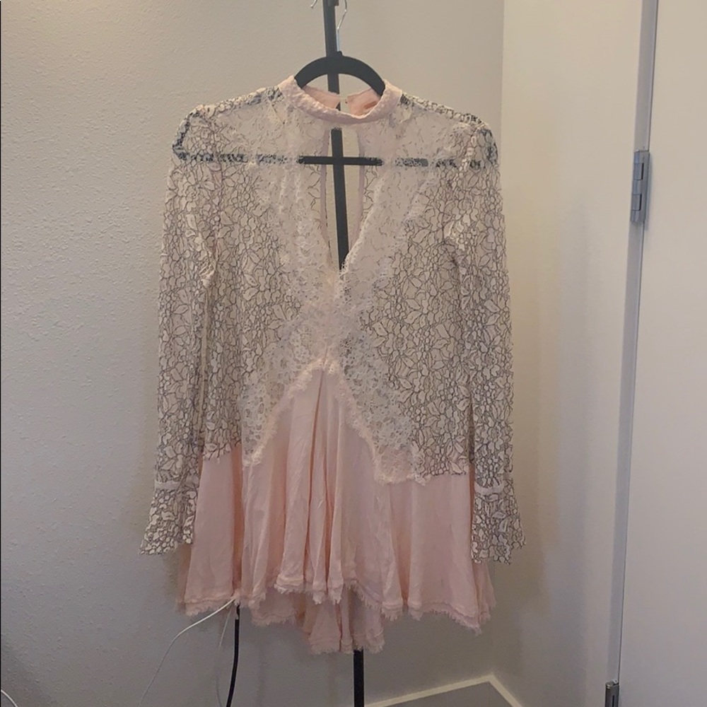 Pink sheer lace free people dress - XS